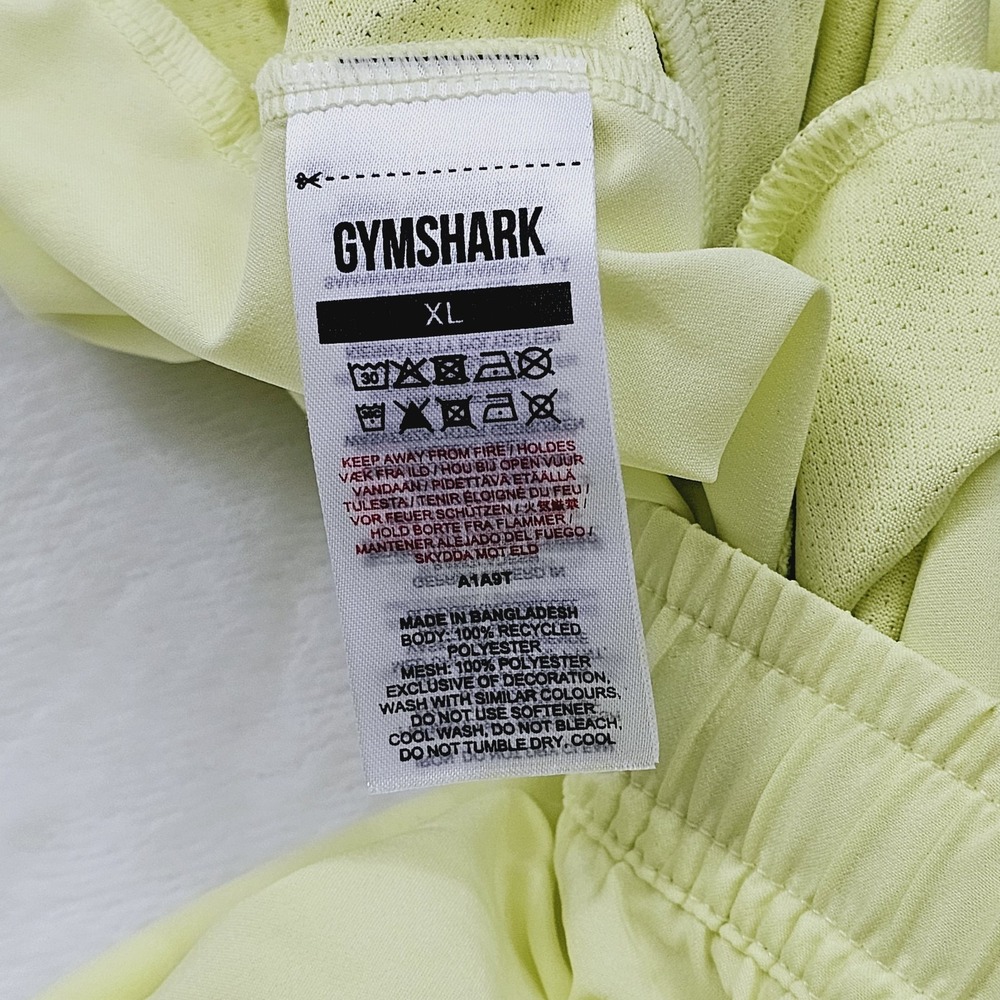 Gymshark Mens XL Elastic Waist Pull On Sport Stripe 7" Short Yellow Workout - Picture 5 of 7